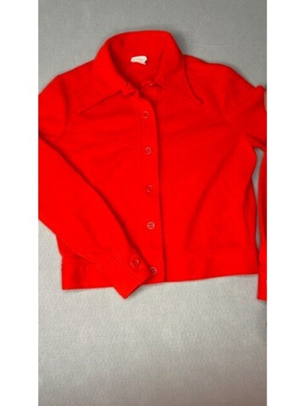 Vintage Garland Red Button-Up Cotton Acrylic Blend Sweater